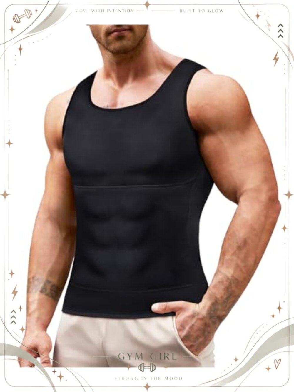 Men's Compression Slimming Shapewear Vest Tank Top Nylon Spandex Fitted